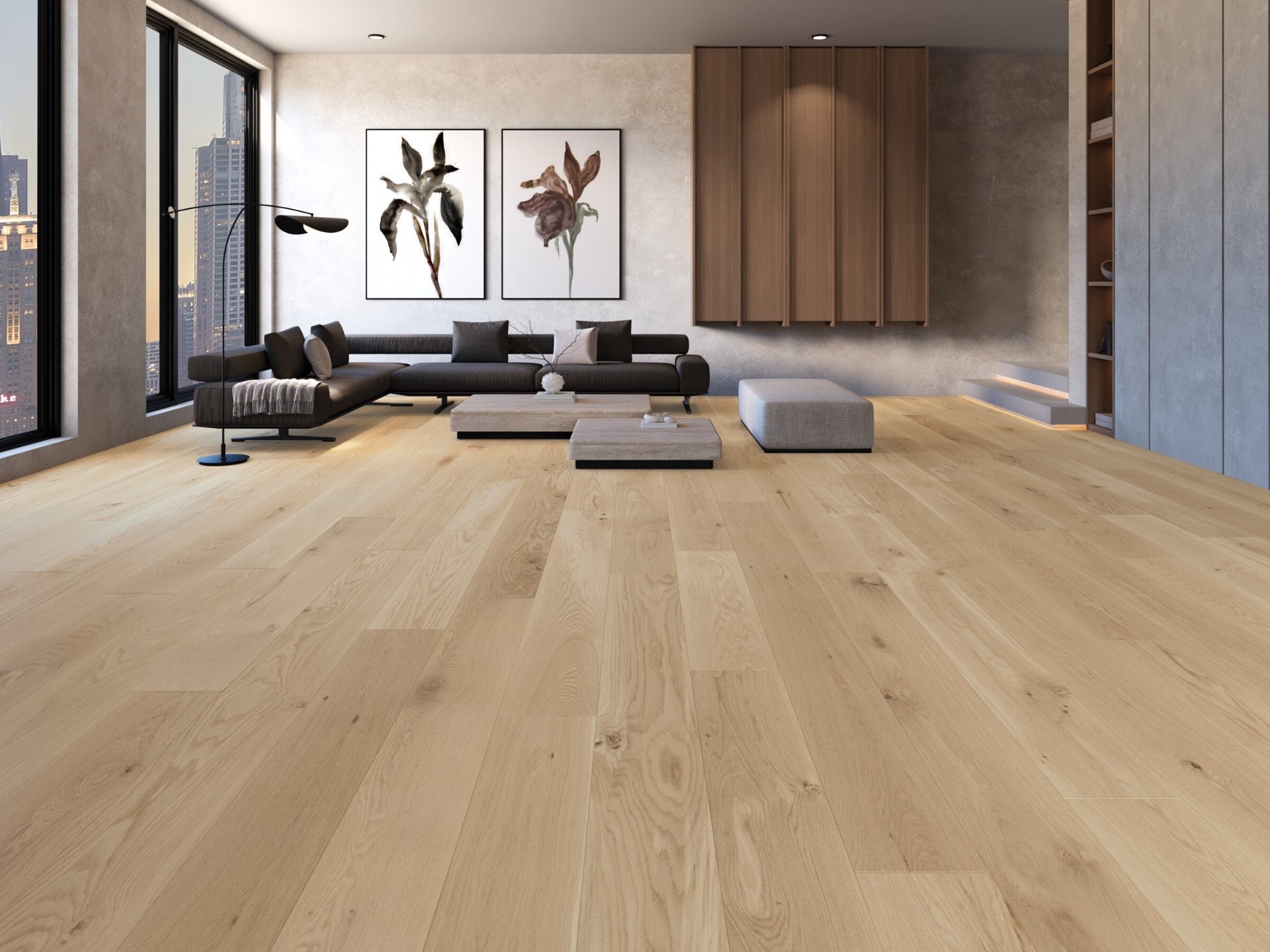 Hardwood in contemporary urban living room